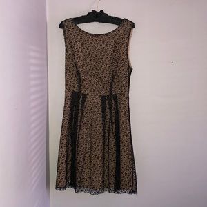 Black lace overlay, fit and flare dress, size M